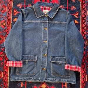 Vintage Plaid Barn Chore Denim Jacket